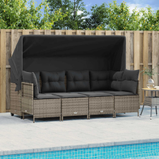 vidaXL 5 részes szürke polyrattan kerti ülőgarnitúra párnákkal kerti bútor