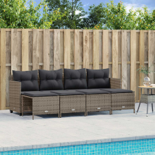 vidaXL 5 részes szürke polyrattan kerti ülőgarnitúra párnákkal kerti bútor
