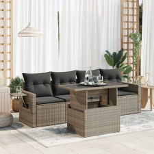 vidaXL 5 részes szürke polyrattan kerti ülőgarnitúra párnákkal kerti bútor