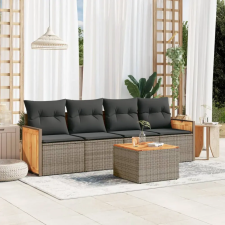 vidaXL 5 részes szürke polyrattan kerti ülőgarnitúra párnákkal kerti bútor
