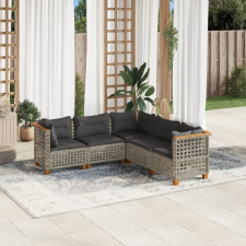 vidaXL 5 részes szürke polyrattan kerti ülőgarnitúra párnákkal kerti bútor