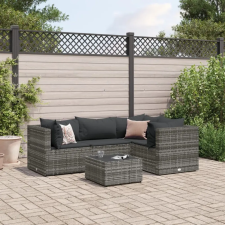 vidaXL 5 részes szürke polyrattan kerti ülőgarnitúra párnákkal kerti bútor