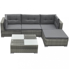 vidaXL 5 részes szürke polyrattan kerti ülőgarnitúra párnákkal kerti bútor