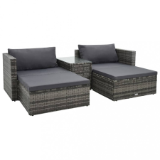 vidaXL 5 részes szürke polyrattan kerti ülőgarnitúra párnákkal kerti bútor