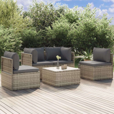 vidaXL 5 részes szürke polyrattan kerti ülőgarnitúra párnákkal kerti bútor