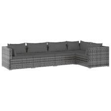 vidaXL 5 részes szürke polyrattan kerti ülőgarnitúra párnákkal (3101693) kerti bútor