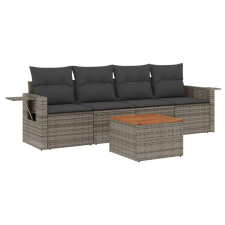 vidaXL 5 részes szürke polyrattan kerti ülőgarnitúra párnákkal (3224443) kerti bútor