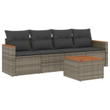 vidaXL 5 részes szürke polyrattan kerti ülőgarnitúra párnákkal (3225780) kerti bútor