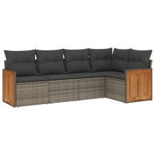 vidaXL 5 részes szürke polyrattan kerti ülőgarnitúra párnákkal (3227628) kerti bútor