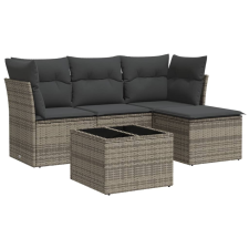 vidaXL 5 részes szürke polyrattan kerti ülőgarnitúra párnákkal (3249389) kerti bútor