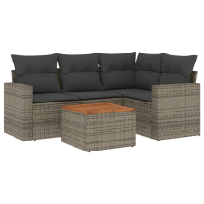 vidaXL 5 részes szürke polyrattan kerti ülőgarnitúra párnákkal (3256438) kerti bútor