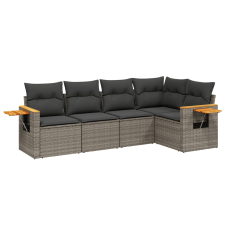 vidaXL 5 részes szürke polyrattan kerti ülőgarnitúra párnákkal (3259190) kerti bútor