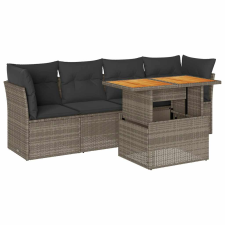 vidaXL 5 részes szürke polyrattan kerti ülőgarnitúra párnákkal (3326881) kerti bútor