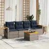  vidaXL 5 részes szürke polyrattan kerti ülőgarnitúra párnával