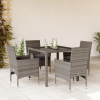 vidaXL 5 részes szürke polyrattan/üveg kerti étkezőgarnitúra párnával