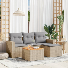 vidaXL 5 részes vegyes bézs polyrattan kerti ülőgarnitúra párnákkal kerti bútor