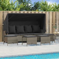 vidaXL 5 részes világosszürke polyrattan kerti ülőgarnitúra párnákkal kerti bútor