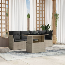 vidaXL 5 részes világosszürke polyrattan kerti ülőgarnitúra párnákkal kerti bútor