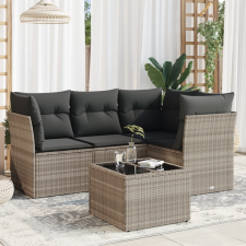vidaXL 5 részes világosszürke polyrattan kerti ülőgarnitúra párnákkal kerti bútor