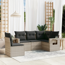 vidaXL 5 részes világosszürke polyrattan kerti ülőgarnitúra párnákkal kerti bútor