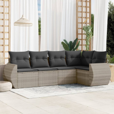 vidaXL 5 részes világosszürke polyrattan kerti ülőgarnitúra párnákkal kerti bútor