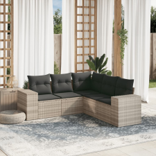 vidaXL 5 részes világosszürke polyrattan kerti ülőgarnitúra párnákkal kerti bútor