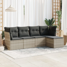 vidaXL 5 részes világosszürke polyrattan kerti ülőgarnitúra párnákkal kerti bútor