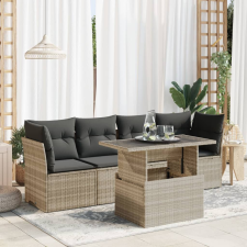 vidaXL 5 részes világosszürke polyrattan kerti ülőgarnitúra párnákkal kerti bútor