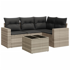 vidaXL 5 részes világosszürke polyrattan kerti ülőgarnitúra párnákkal (3218912) kerti bútor