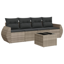 vidaXL 5 részes világosszürke polyrattan kerti ülőgarnitúra párnákkal (3221091) kerti bútor