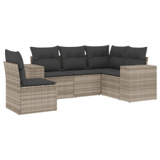 vidaXL 5 részes világosszürke polyrattan kerti ülőgarnitúra párnákkal (3222571) kerti bútor