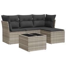 vidaXL 5 részes világosszürke polyrattan kerti ülőgarnitúra párnákkal (3249391) kerti bútor
