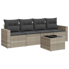 vidaXL 5 részes világosszürke polyrattan kerti ülőgarnitúra párnákkal (3251029) kerti bútor