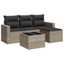 vidaXL 5 részes világosszürke polyrattan kerti ülőgarnitúra párnákkal (3251219) kerti bútor