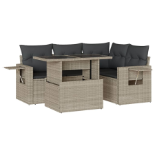 vidaXL 5 részes világosszürke polyrattan kerti ülőgarnitúra párnákkal (3267882) kerti bútor