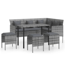 vidaXL 5 személyes szürke polyrattan L-alakú kanapészett párnákkal kerti bútor