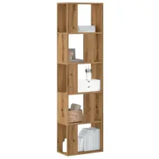 vidaXL 5 szintes kézműves tölgy színű fa könyvespolc 45x23,5x162,5 cm bútor