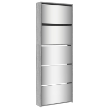 vidaXL 5 szintes szürke sonoma cipőszekrény tükörrel 63x17x169,5 cm (3228284) bútor