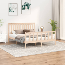 vidaXL 5FT King Size fenyőfa ágykeret fejtámlával 150x200 cm ágy és ágykellék