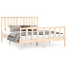 vidaXL 5FT King Size fenyőfa ágykeret fejtámlával 150x200 cm (3188211) ágy és ágykellék