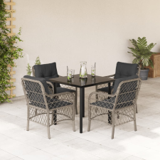 vidaXL 5részes világosszürke polyrattan kerti étkezőgarnitúra párnával kerti bútor