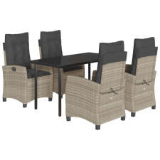 vidaXL 5részes világosszürke polyrattan kerti étkezőgarnitúra párnával (3212855) kerti bútor