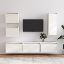vidaXL 6 darab fehér tömör fenyőfa TV-szekrény bútor