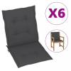 vidaXL 6 db antracitszürke kerti székpárna 100 x 50 x 4 cm