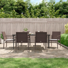 vidaXL 6 db barna polyrattan kerti szék párnával 56x59x84 cm kerti bútor