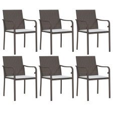 vidaXL 6 db barna polyrattan kerti szék párnával 56x59x84 cm (3187074) kerti bútor