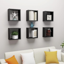 vidaXL 6 db fekete fali kockapolc 30 x 15 x 30 cm bútor