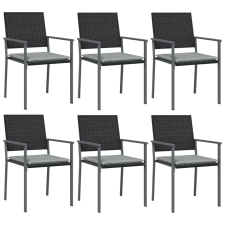 vidaXL 6 db fekete polyrattan kerti szék párnával 54x62,5x89 cm (3187082) kerti bútor