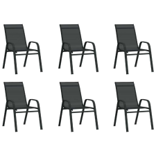 vidaXL 6 db fekete textilén rakásolható kerti szék kerti bútor