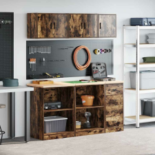 vidaXL 6 db füstös tölgy színű szerelt fa garázs szekrények bútor